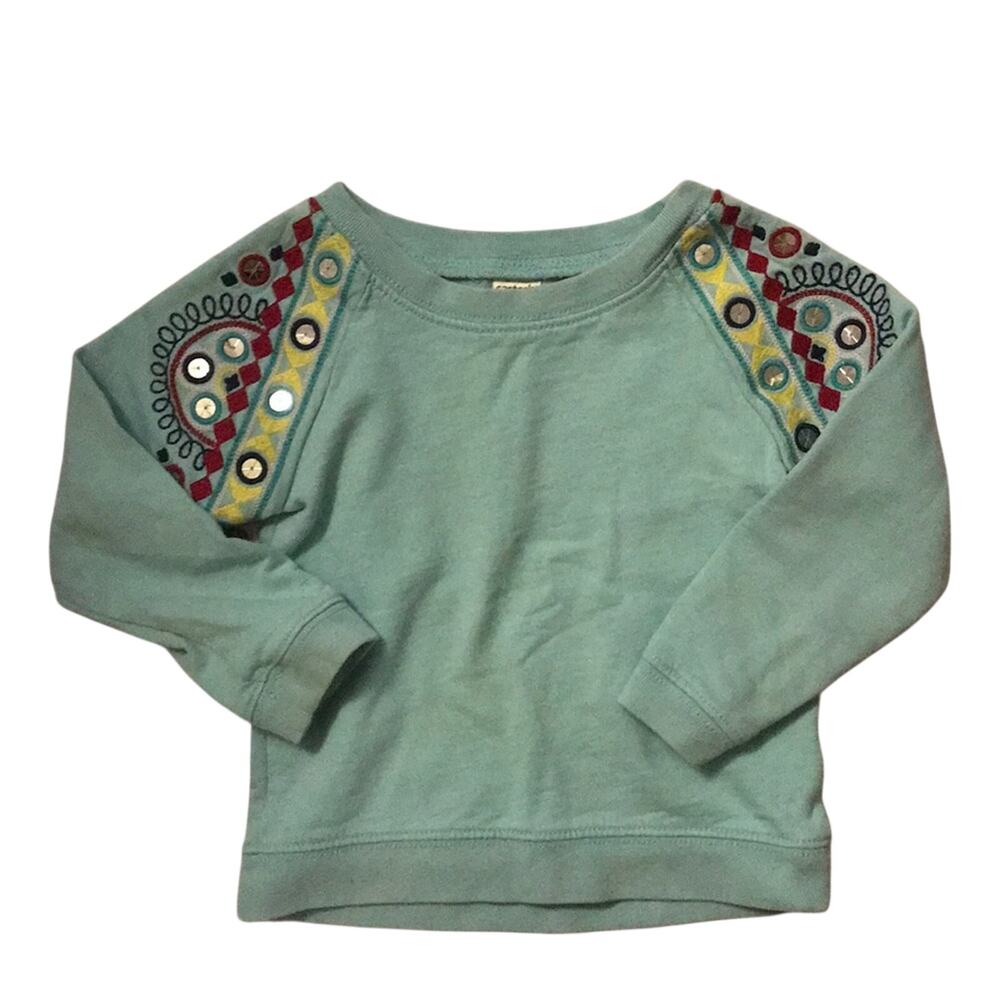 ❤️ 3/$25 Carter’s Teal Embroidered Embellished Boho Sweatshirt | 2T
